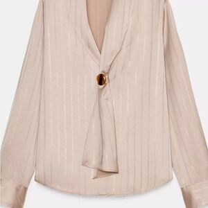 Zara Beige Blouse with Gold Button Detail